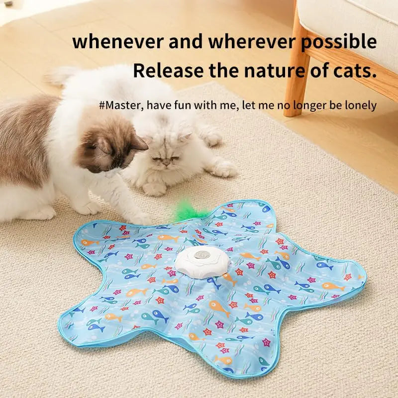 Cat Toys Interactive Hide and Seek Cat Toy with Mouse Squeaky Motion Activated Moving Concealed Feathers Kitten Teaser Toy