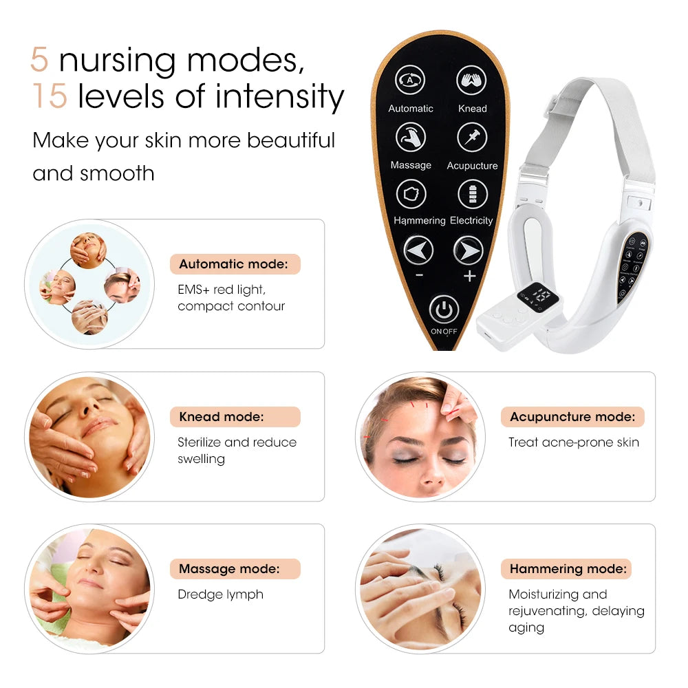 EMS microcurrent Face Lifting Device Red Light Skin Rejuvenation V Face Massager Double Chin Lift Up Facial Beauty Instrument