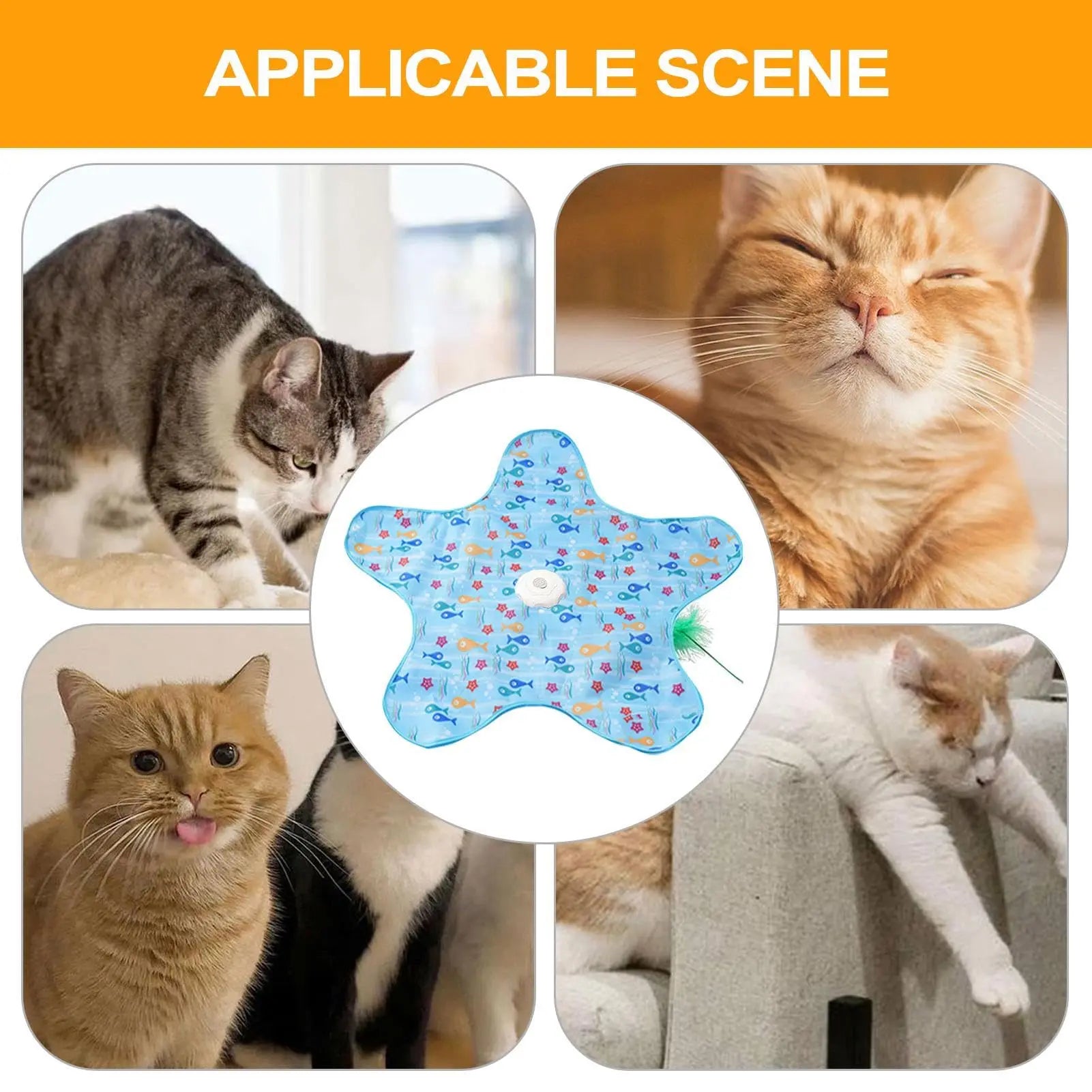 Cat Toys Interactive Hide and Seek Cat Toy with Mouse Squeaky Motion Activated Moving Concealed Feathers Kitten Teaser Toy