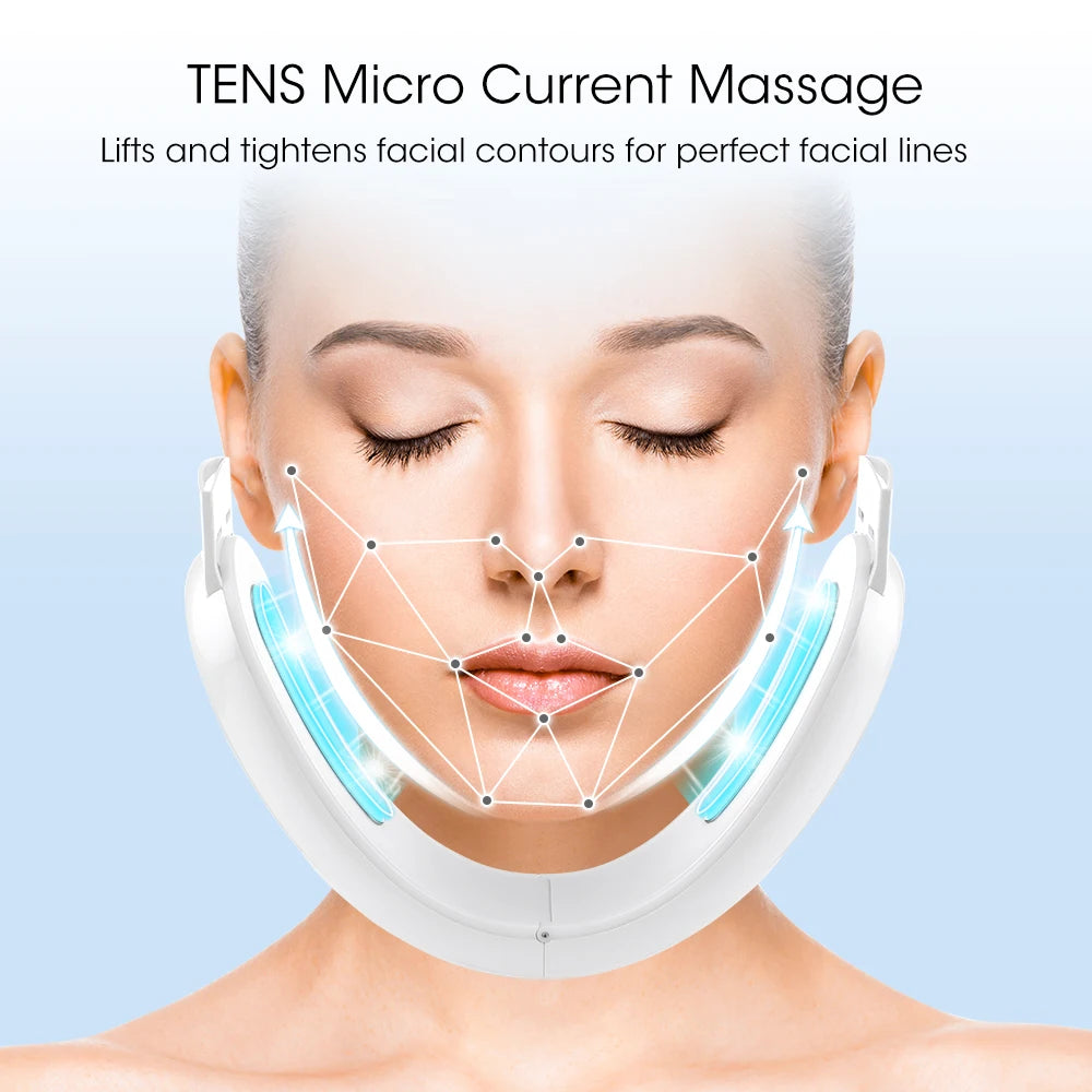 EMS microcurrent Face Lifting Device Red Light Skin Rejuvenation V Face Massager Double Chin Lift Up Facial Beauty Instrument