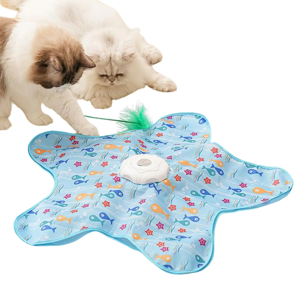 Cat Toys Interactive Hide and Seek Cat Toy with Mouse Squeaky Motion Activated Moving Concealed Feathers Kitten Teaser Toy